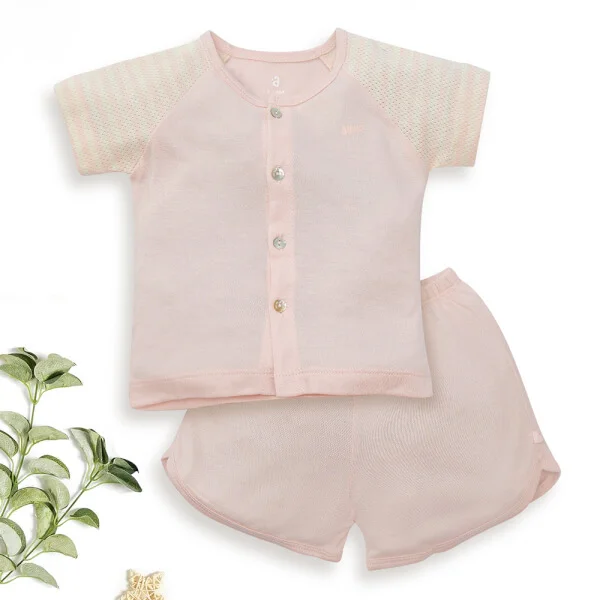 Bộ sơ sinh tính năng ngắn, vải lưới Animo I0322019 (0-12M, Cam)