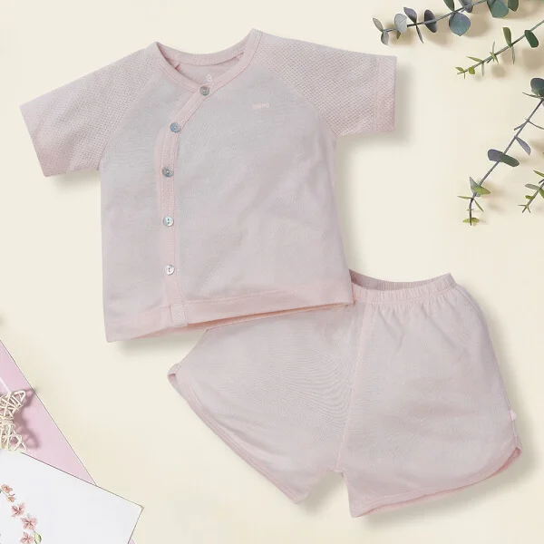 Bộ sơ sinh tính năng ngắn, vải lưới Animo I0322020 (0-12M, Cam)