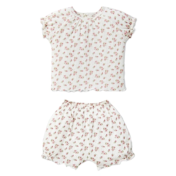 Bộ tay ngắn La Pomme mùa hoa nhí yêu thương màu kem