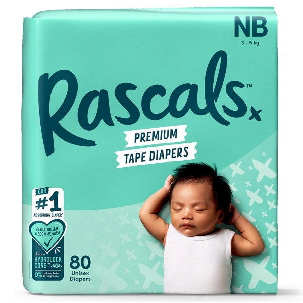 Tã dán Rascals size NB 80 miếng (3-5kg)
